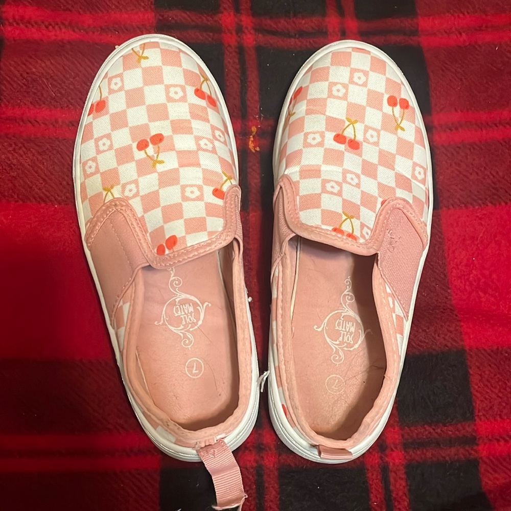 Women’s size 7 cherry slip on shoes